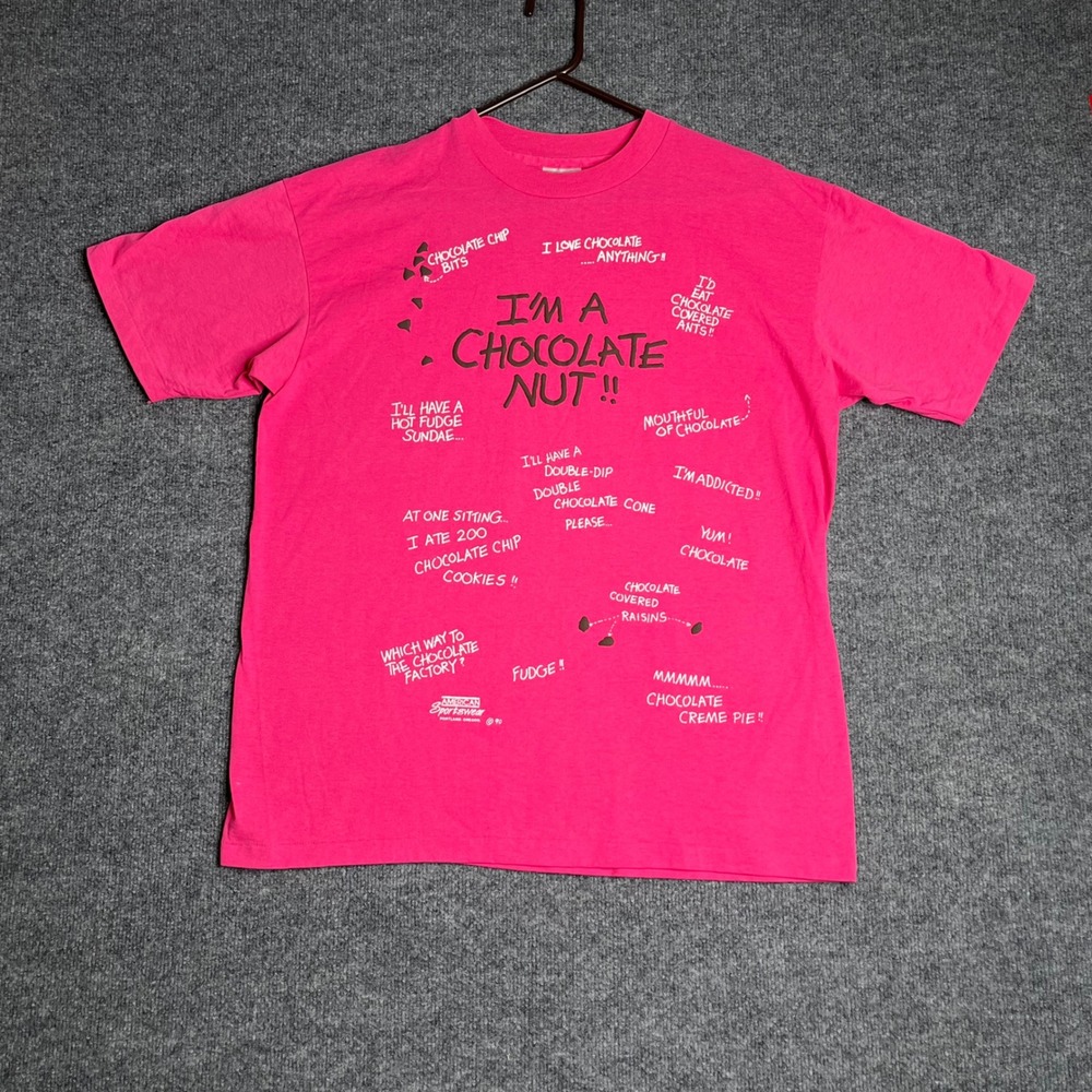 Vintage 90s I'm a Chocolate Nut T-shirt XL Funny Humor Single Stitch Double Side